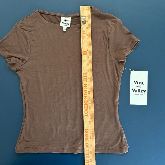Brand New Fitted Stretchy Short Sleeve Brown Top - Picture 7 of 9